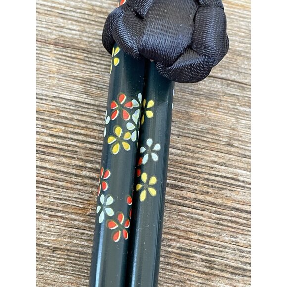 Vintage 1970s Asian Silk Place Mats With Chopsticks and Holder NOS - Picture 6 of 16